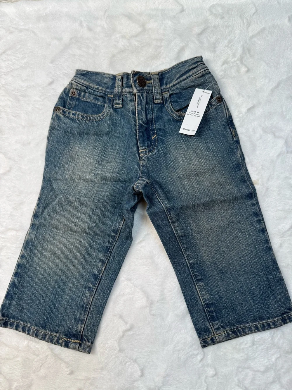 Old Navy Kids Dark Blue Denim Jeans with Faded Wash 12-18M